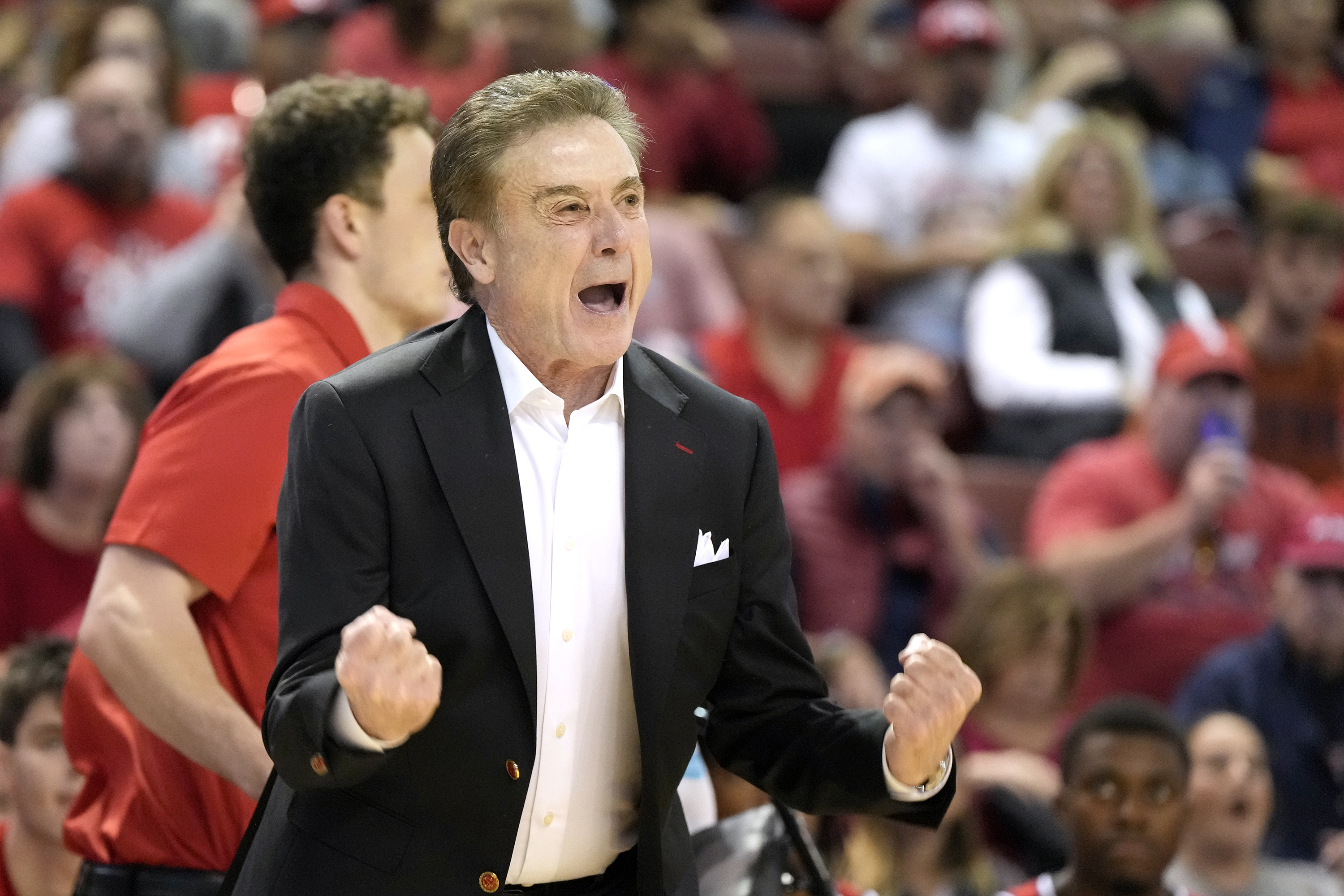 Head coach Rick Pitino of the St. John’s Red Storm reacts to a call in the first half during day one of the Shriners Children’s Charleston Classic college basketball game against the North Texas Mean Green at the TD Arena on November 16, 2023 in Charleston, South Carolina.